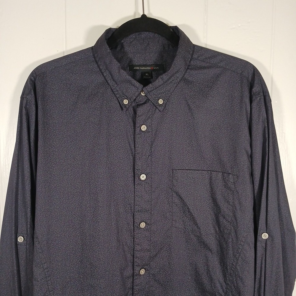 John Varvatos Star USA Shirt Button Down Convertible Cuff Men's XL Micro Paisley